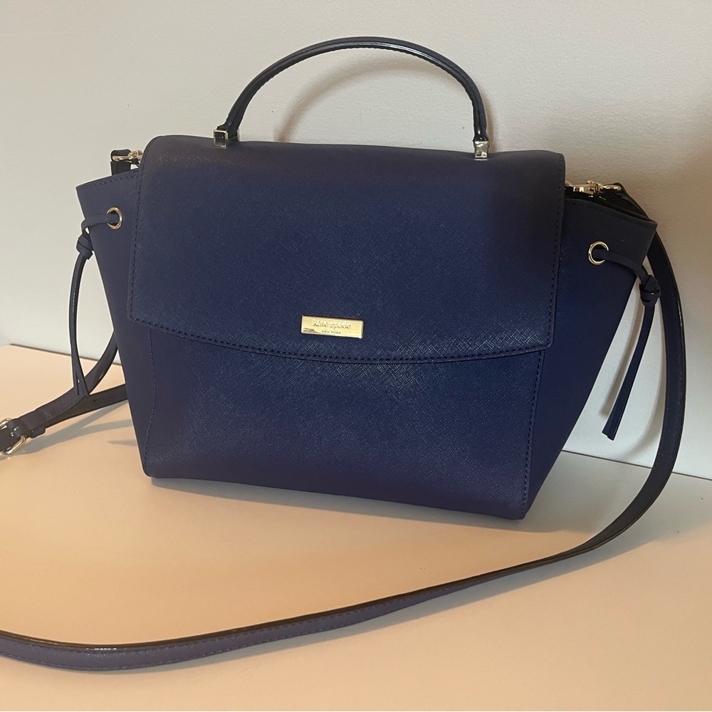Kate Spade Blue Satchel with Gold Hardware
